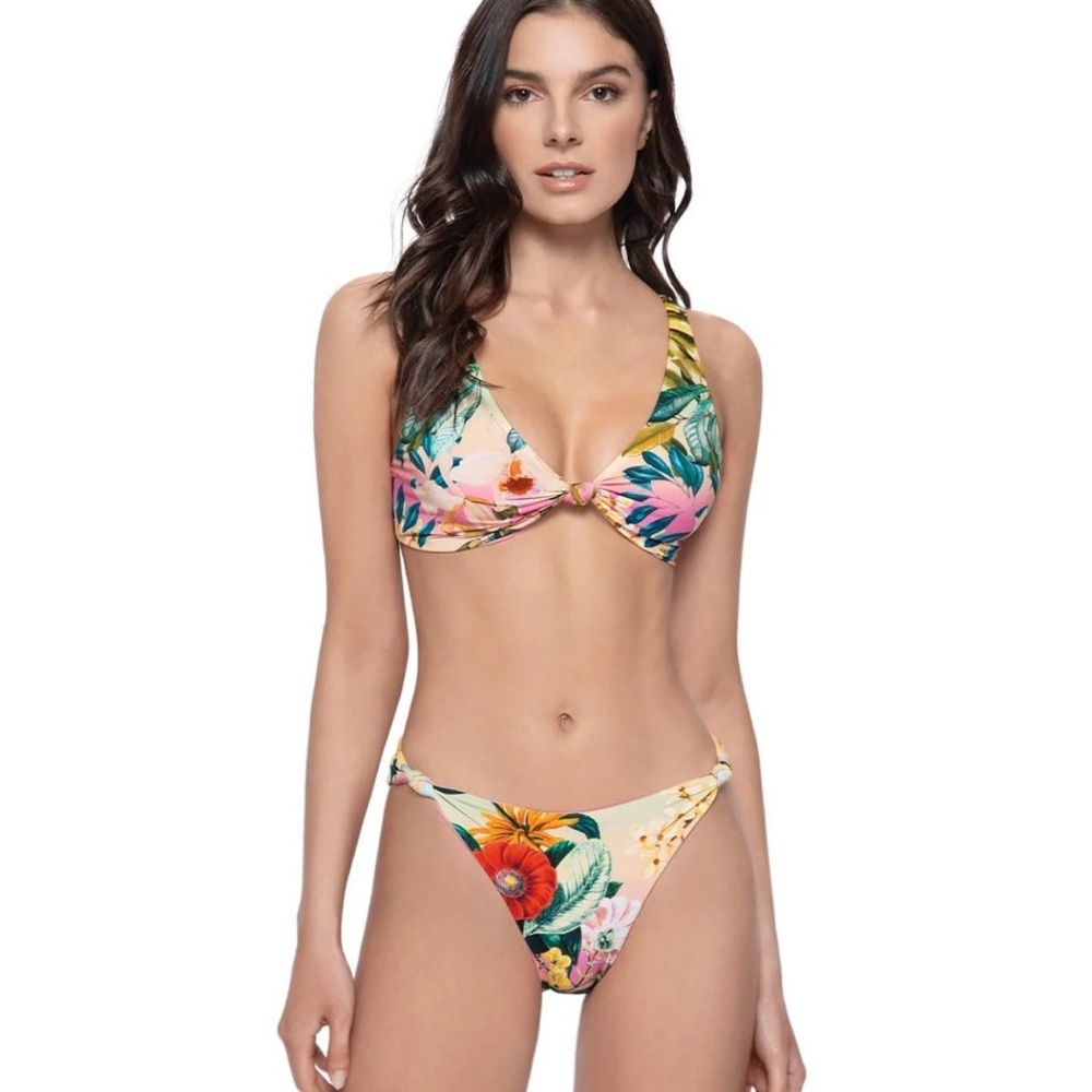NWT PilyQ Reversible Knot Bikini Bottom in‎ Oasis Full Cut